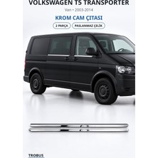 Trobus Volkswagen T5 Transporter 2003-2014 Uyumlu Krom Cam Çıtası 2 Parça Paslanmaz Çelik