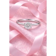 Crystal Diamond Zirconia Tanıtım Fiyatı - 1.01 Karat 14 Ayar Beyaz Altın Kaplama Tektaş Yüzük, Evlilik Teklifi Yüzüğü