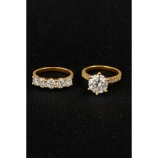 Crystal Diamond Zirconia Işıklı Kutuda Beştaş ve Tektaş Yüzük