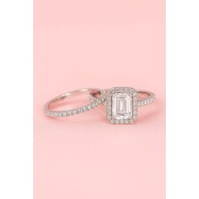 Crystal Diamond Zirconia Işıklı Kutuda Baget Yüzük ve Tamtur Yüzük, Sevgiliye Hediye, Hediyelik Takı