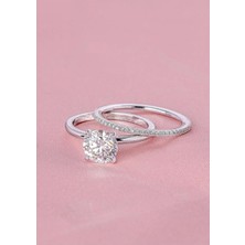 Crystal Diamond Zirconia Aaa Kalite - 1 Karat Tektaş ve 0.22 Karat Tamtur Yüzük