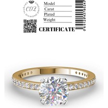 Crystal Diamond Zirconia Işıklı Kutuda 0.99 Karat 14K Altın Kaplama Tektaş Yüzük