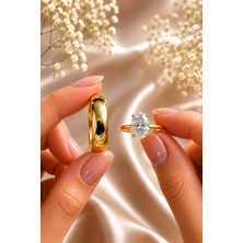 Crystal Diamond Zirconia Muhteşem Parlaklikta Alyans ve 2 Karat Oval Yüzük