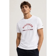 Tommy Hilfiger Erkek Dokuma Kumaş Kısa Kol Düz Model Beyaz T-Shirt