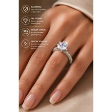 Crystal Diamond Zirconia Kuyumcudan, Gümüş Üzerine Altın Işcilikli, Üst Düzey Doğal Taşlı Lotus Yüzük