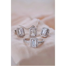 Crystal Diamond Zirconia 1.50 Karat Baget Yüzük Set