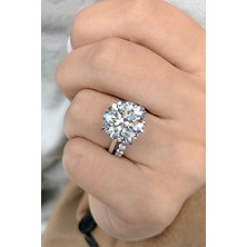 Crystal Diamond Zirconia Sertifikalı,garanti Belgeli, 9 Karat Mega Taşlı Tektaş Yüzük,sevgililer Günü Hediyesi,