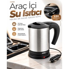 Ls Araçta Sıcak Su Hazırlamak Için 12V Çakmak Girişli Paslanmaz Çelik Su Isıtıcı Kettle