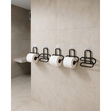 Fiberliz 5 Adet Duvara Yapışkanlı Sıradışı Siyah Metal Wc Kağıtlık Askısı