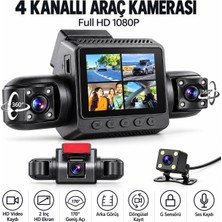 Atlt Atlantis Dört Kanallı Araç Içi Kamera 1080P+720P 2.0 Inç Ekranlı 170 Derece Geniş Açı Döngüsel Kayıt G Sensörü Geri Görüş Kamerası Ses Kayıt 360 Derece Dönebilen Kameralar Gece Görüşlü