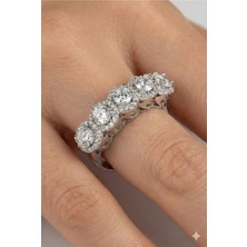 Crystal Diamond Zirconia Işıklı Kutuda 3 Carat Beştaş Yüzük