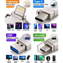 Kompakt 4in1 USB Bellek 128GB Type-C Lightning Microusb