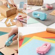 Sevimli Dinozor Tasarımlı Pratik Mini Makas ve Kesici Seti