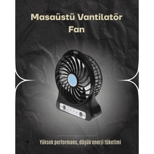 Mrt Teknik Şarjlı USB Fan – Masaüstü Mini Vantilatör, Taşınabilir, Işıklı, 3 Kademeli, Sessiz