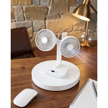 Mrt Teknik 720° Döner Çift Kafalı USB Şarjlı Masaüstü Vantilatör UCZZZSP01FAN-6