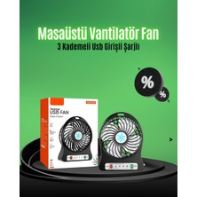 Mrt Teknik Mini USB Fan – Şarj Edilebilir, Işıklı, 3 Kademe, Taşınabilir Masaüstü Vantilatör