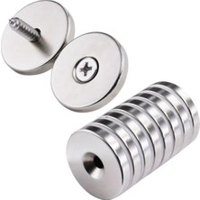 Lsk 50 Adet 25X10/5X5,5 mm Neodyum Mıknatıs Havşa Delikli Magnet Vida Atılabilir N35 Nikel Paslanmaz