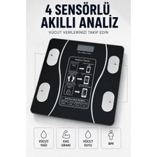 Lsk Bluetooth Akıllı Tartı 180 kg Kapasiteli Vücut Yağ Kas Su Bmı Analizli Cam Baskül