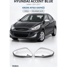 Trobus Hyundai Accent Blue 2011-2017 Uyumlu Krom Ayna Kapağı 2 Parça Paslanmaz Çelik