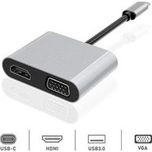 Dexim DHU0004 Premium 4 In 1 Usb-Typ-C HDMI VGA Hub For iPad Pro, Macbook, Pc, Laptop