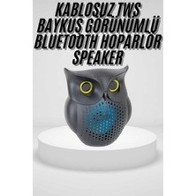 Twin Store Siyah Bluetooth Hoporlör Baykuş Speaker Bluetooth 5.0 Bağlantılı