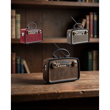 Twin Store Bluetooth Hoparlör Ahşap Görünümlü Işıklı Vintage Radyo UUCZZZZKTF1467RADYOOOO3
