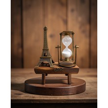 Twin Store Kum Saati Ahşap Görünümü Retro Eiffel Kulesi Uczeyfelkulesikumsaatii3