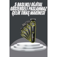 Twin Store 5 Başlıklı Şarjlı Tıraş Makinesi LED Ekran Saç Sakal Ense Tıraşına Uygun Bakım Seti