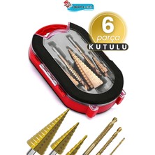 Depolife Titanium 6 Parçalı Kozalak Matkap Freze Uç Seti Delik Delme Pah Açma Kademeli Delme