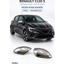 Trobus Renault Clio 5 2019 ve Sonrası Uyumlu Krom Ayna Kapağı 2 Parça Paslanmaz Çelik