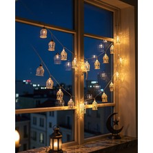 Elivora LED Işık Zinciri Cami Figürlü Pilli Sıcak Sarı Uczzzcamiramazanledışık-3