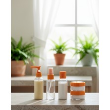 Elivora 5'li Şeffaf Kozmetik Kap Seti 30 ml UCZZZ5LİSEYAHATŞİŞESİTURUNCU-3