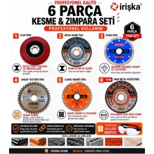 Irişka 6 Parça (115 MM-125 Mm) Kesici Set Metal Ahşap Mermer Kesici Diskler Spiral Avuç Içi Taşlama Seti