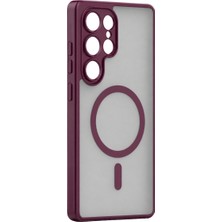 Elivora Samsung Galaxy S25 Ultra Loji Magsafe Kapak - Bordo