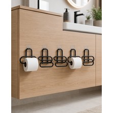 Hcc Trend Yapışkanlı Duvar Tipi Siyah Metal Tuvalet Kağıdı Tutucu 5'li Set