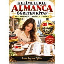 Enine Boyuna Eğitim Kelimelerle Almanca Öğreten Kitap | Görsellerle Almanca Öğrenme | 120 Ders, 1440 Öğe