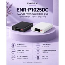 eNerRX Enerx ENR-P1025DC 10.000 mAh 2.1 Amper LED Göstergeli Powerbank Beyaz