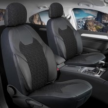 Vionna Dacia Jogger 5 Koltuk ile Uyumlu Lüx Deri Detaylı Oto Koltuk Kılıfı Ön Arka Takım Lotus Siyah