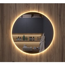 Mirrorland MODERNO 60 cm Çapında Altın Renkli Gün Işığı LED Işıklı Yuvarlak Dekoratif Ayna