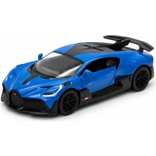 Happy Trend 1:38 Bugatti Divo Çek Bırak Metal Model Araba, Açılabilir Kapılı Süper Spor Araç KT5442D (Mavi)
