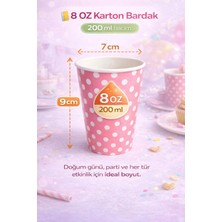 Owersea 4'lü Puantiyeli Karton Bardak 8 Oz Parti Bardak Doğum Günü Baby Shower Tek Kullanımlık Bardak