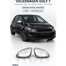 Trobus Volkswagen Golf 7 2013-2020 Uyumlu Krom Ayna Kapağı 2 Parça Paslanmaz Çelik