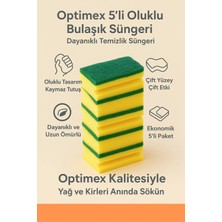 Optimex Fiber Keçeli 5’li Oluklu Bulaşık Süngeri – Dayanıklı Temizlik Süngeri