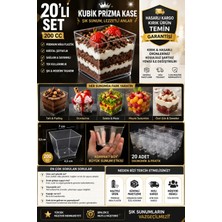 Owersea 20'li 200CC Kübik Prizma Mika Magnolya Kase Plastik Tatlı Sunum Kabı Dondurma Puding Meze Salata Cup