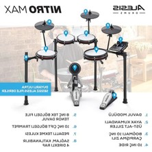 Şanal Alesis Drums Nitro Max Kit Paketi - Mesh Davul Pedleri, Davul Çubukları, Davul Taburesi ve Kulaklıklarla Tam Elektrikli Davul Seti