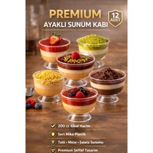 Optimex 12 Adet Ayaklı Mika Kristal Sunum Kabı 200 cc Şeffaf Sert Plastik Tatlı Meze Dondurma Magnolya Kase