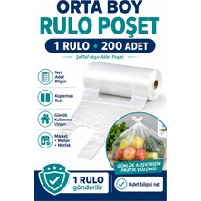 Owersea Rulo Poşet Orta Boy 200'LÜ Market Manav Poşeti Şeffaf Renk Meyve Sebze Poşeti Hışır