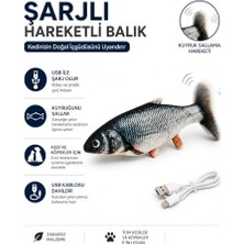 Şanal Catnipli USB Şarjlı Kuyruk Sallayan Hareketli Balık Kedi Oyuncağı, Interaktif Peluş Kedi Oyuncağı, Kedilerin Takip Etme, Yakalama ve Avlanma Içgüdüsünü Destekleyen Eğlenceli Oyun Arkadaşı