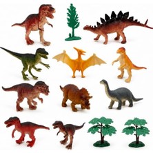 Şanal Vardem 13 Parça Dinozor Hayvanları Seti, Silindir Kovada Dinozor Figür Oyuncakları, Çocuklar Için Eğitici Hayvan Tanıma ve Safari Oyun Seti, Taşınabilir Dinozor Oyuncak Seti SH-6434