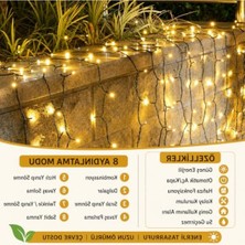 Şanal Güneş Enerjili LED Bahçe Işığı, 12 Metre Uzunlukta 100 LED